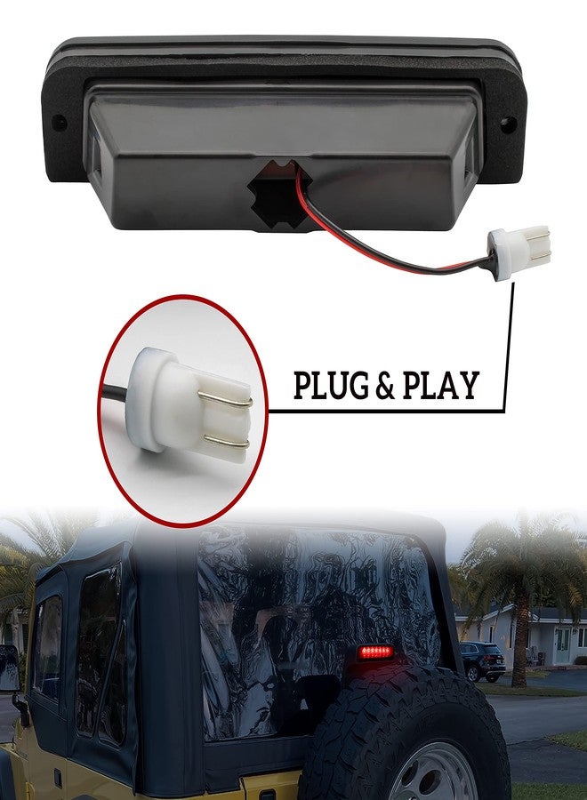 KEWISAUTO مصباح الفرامل الثالث LED لسيارة جيب رانجلر TJ موديلات 97-06، مصباح توقف مركزي أسود مدخن عالي التركيب من Kewisauto لسيارة جيب رانجلر TJ موديلات 1997-2006 (قطعة واحدة، 55055280AB، 04864833، 55055279، 55055280) - Image 5